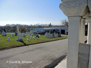 Baltimore Skyline As Seen From Von Der Horst Mausoleum in Baltimore Cemetery, Baltimore, Maryland
